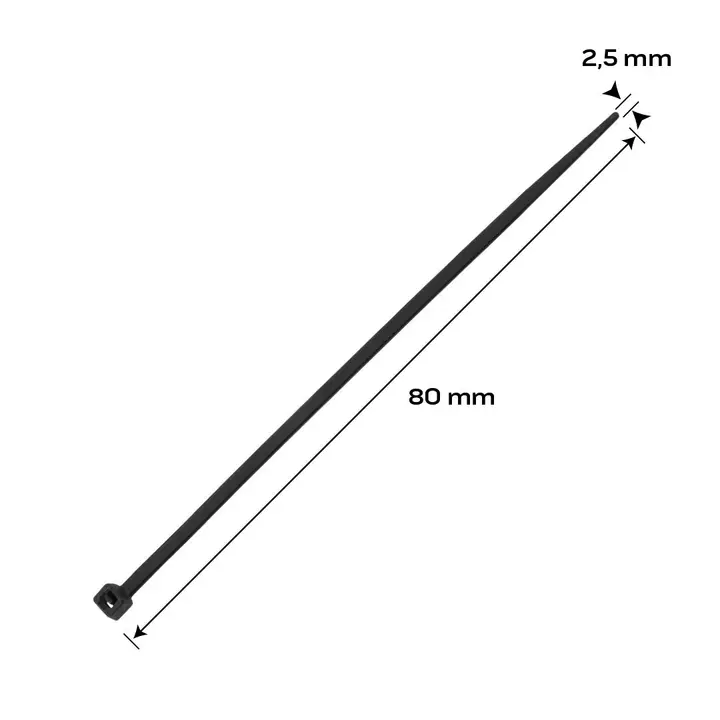 EXTREME kablo bağları 2,5 x 80 mm, siyah, 100 adet