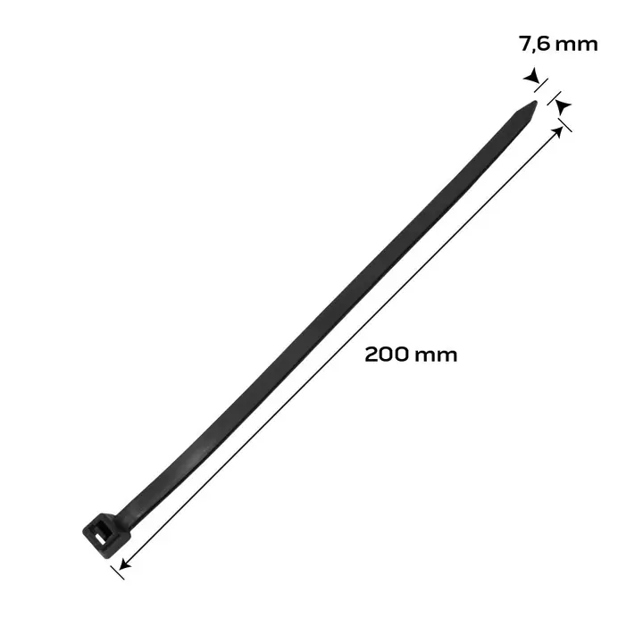 EXTREME kablo bağları 7,6 x 200 mm, siyah, 50 adet