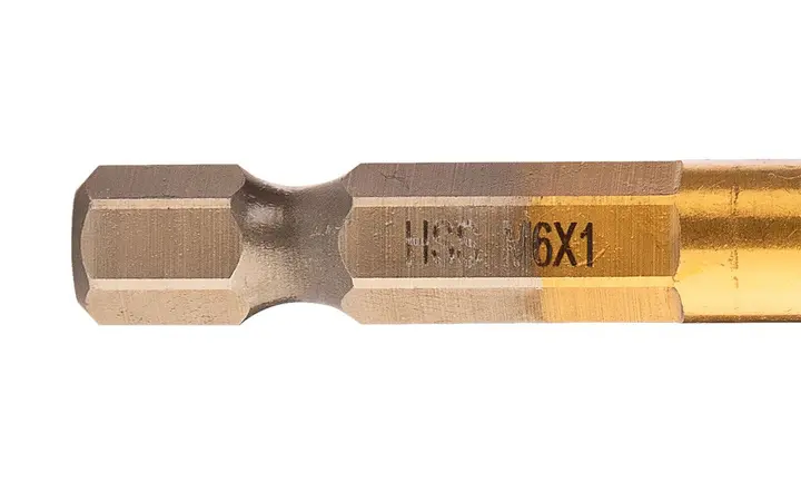 HSS TiN dişli matkap ucu, M6 x 1 mm, Hex