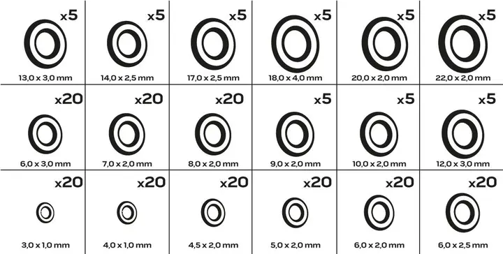 NBR O-ring, 225 parça set