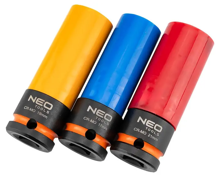 Jant somunu kilit lokması 1/2, 3 parça set (17 mm, 19 mm, 21 mm), Cr-Mo