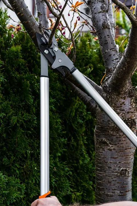 Örs tipi budama makası 765 mm, 40 mm'ye kadar kesim çapı, baskı gücünü %60 artıran dişli