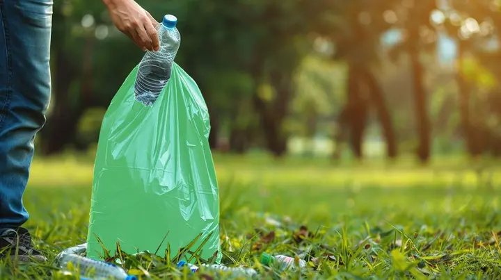 Atık torbaları 200 L, bantlı yeşil, 40 mikron, 10 adet