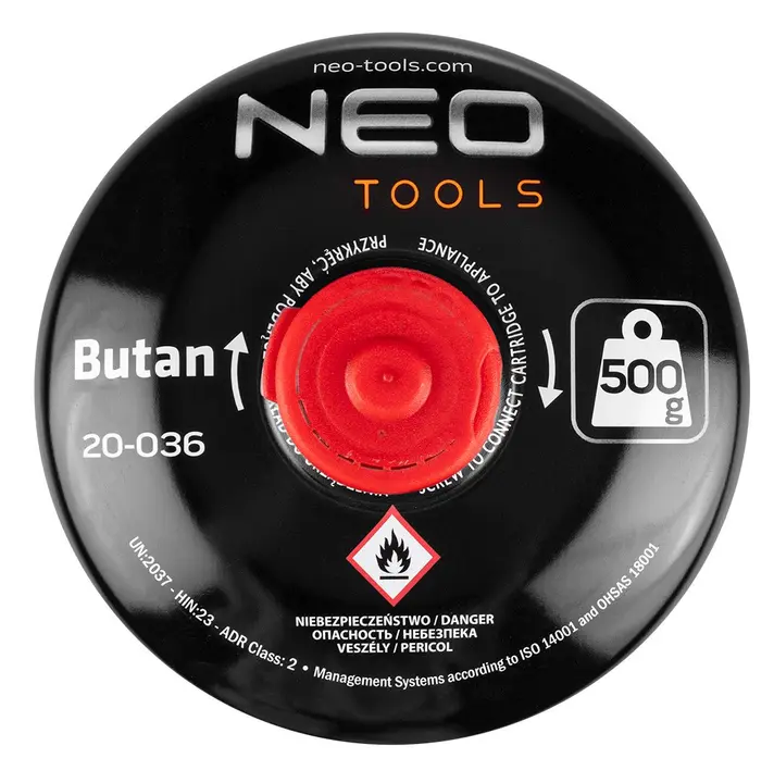Bütan gaz kartuşu 500 g, vidalı