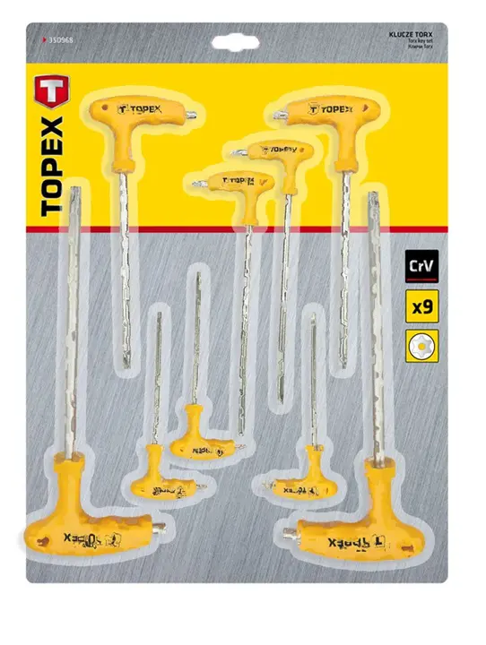 T tipi Torx anahtar T10-T50, 9 parça set