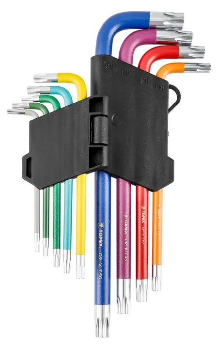 Torx anahtar T10-T50, renkli, 9 parça set
