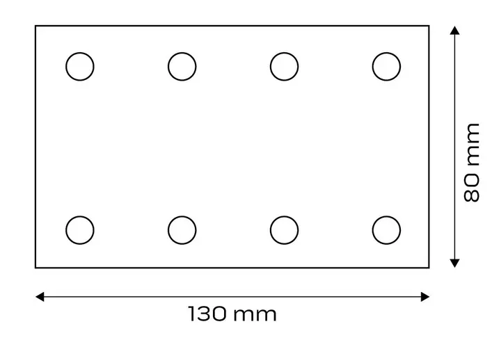Cırt bantlı zımpara kağıdı, dikdörtgen 80 x 130 mm, P120, 5 adet, 04-623 için 8 delikli