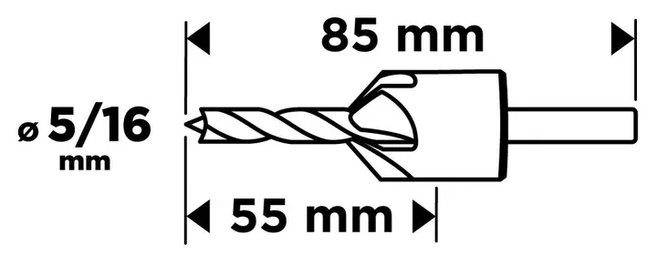 Ahşap pahlama matkap ucu 5 mm/16 mm