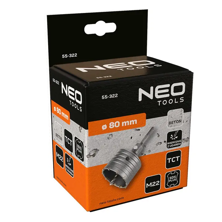Çatal panç testere 80mm, SDS+ adaptörlü ve kılavuz matkap uçlu