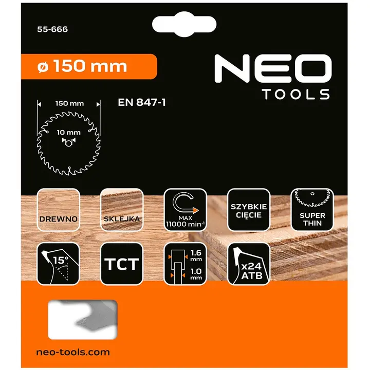 Testere bıçağı, widia 150 x 10mm, 1,6mm, 24 diş, Energy+