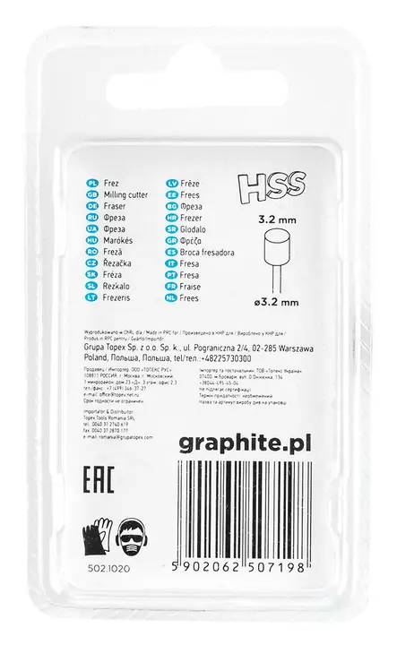 HSS freze ucu 3,2 mm, silindir, sap 3,2 mm, 2 adet