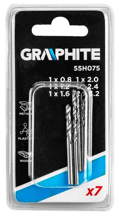 Hassas matkap uçları 0,8-3,2 mm, 7 parçalık set