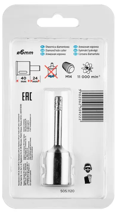 Elmas delik açma testeresi 6 mm x M14