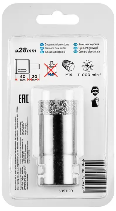 Elmas delik açma testeresi 28 mm x M14