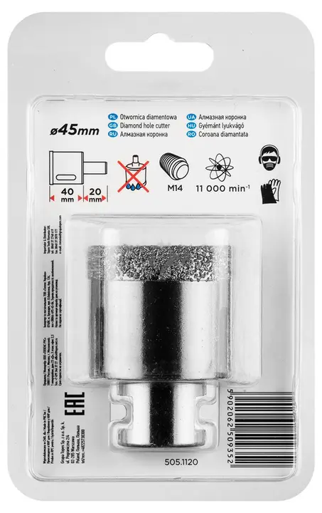 Elmas delik açma testeresi 45 mm x M14
