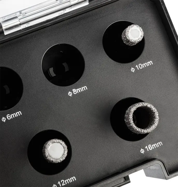 Elmas delik açma testeresi (6, 8, 10, 12, 16 mm), 5 parça set