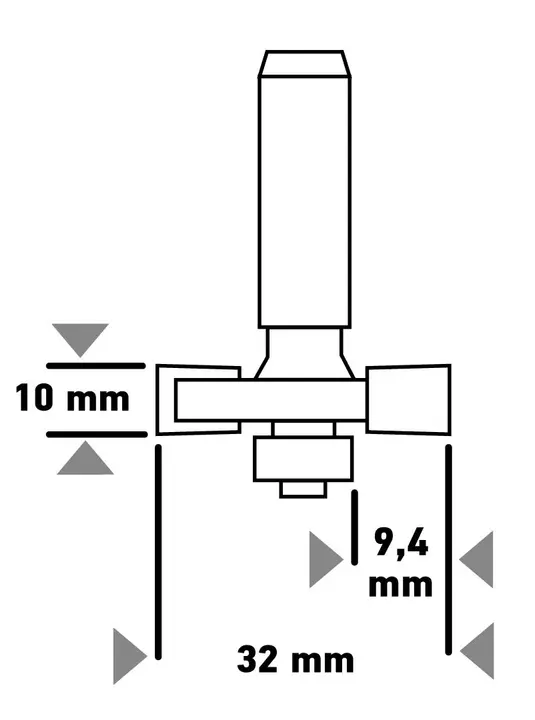 Ahşap için rulmanlı dekoratif freze ucu, widia, 32 x 10 mm, sap 8 mm