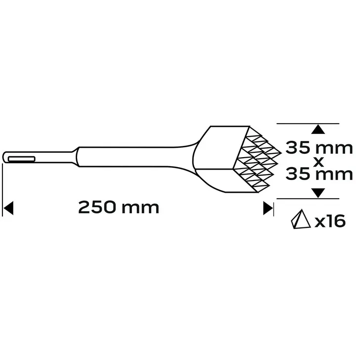 SDS Plus pürüzlendirme ucu 35 x 35 mm, 16 diş