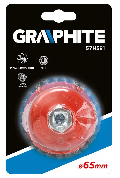 Çanak tel fırça 65 mm x M14, INOX