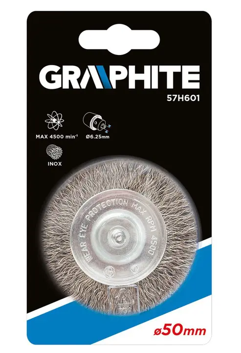 Saplı tel çark fırça 50 mm, INOX