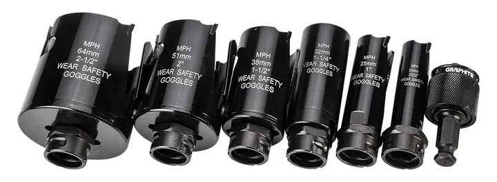 Karbür bıçaklı çelik delik açma testeresi (19, 25, 32, 38, 51, 64 mm), 10 parça set