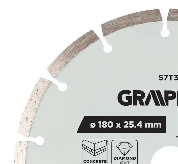 Segmentli elmas kesme diski, 180 x 25.4 mm, kuru