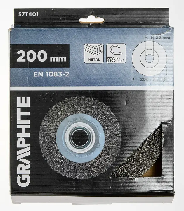 Tel çark fırça 200 x 32 mm, kıvrımlı tel, çelik