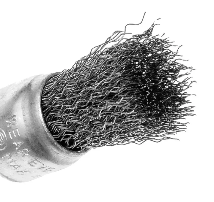 Çanak tel fırça 24 mm, kıvrımlı çelik tel, 6 mm saplı