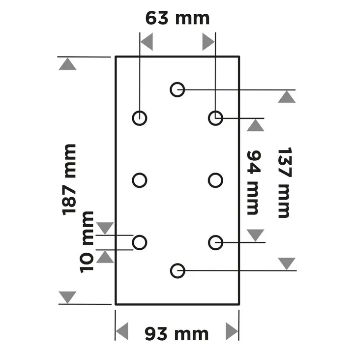 Zımpara kağıdı, cırt bantlı 93 x 185 mm, P120, 5 adet, 8 delikli