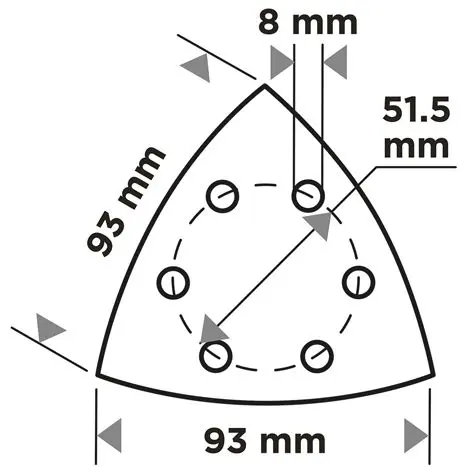 Zımpara kağıdı, cırt bantlı, iron 93 x 93 mm, P180, 5 adet, 6 delikli