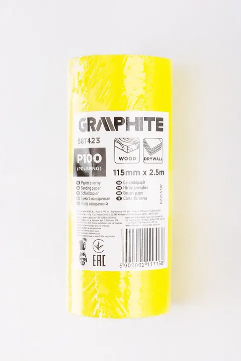 Rulo sarı zımpara kağıdı 2.5 m x 115 mm, P