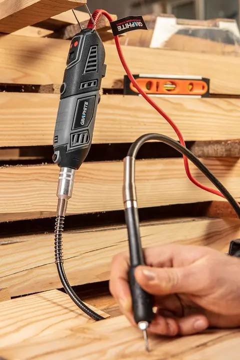 Mini taşlama makinesi 170W, hız 8000-35000 dev/dk, hız göstergesi, esnek milli ve 190 parça aksesuarlı plastik kutu