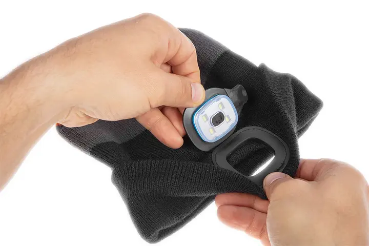 LED fenerli şapka, siyah-gri-turuncu WARM