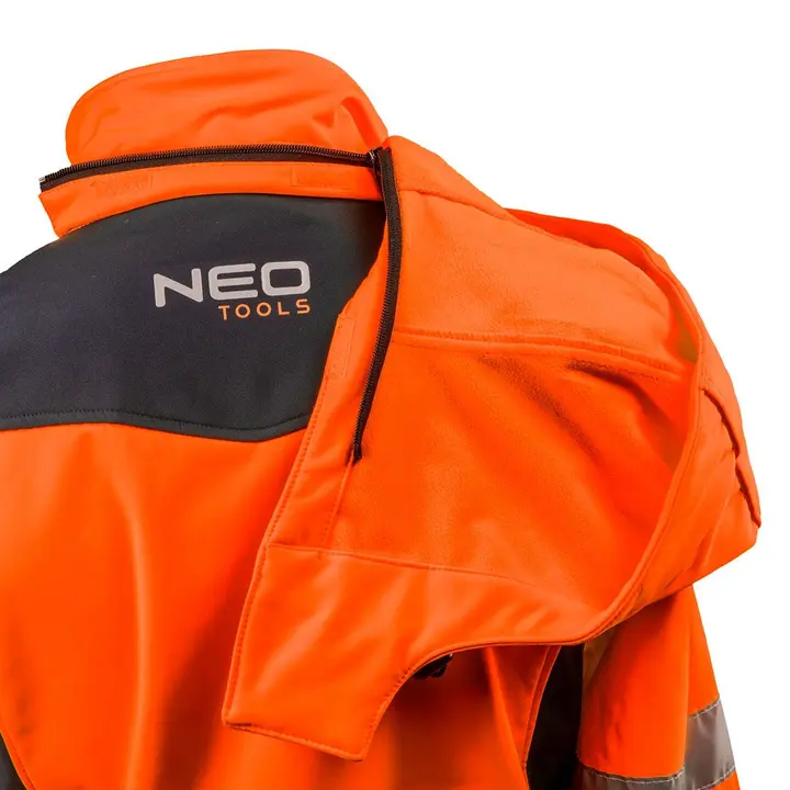 Yüksek görünürlüklü iş ceketi, kapüşonlu softshell, turuncu
