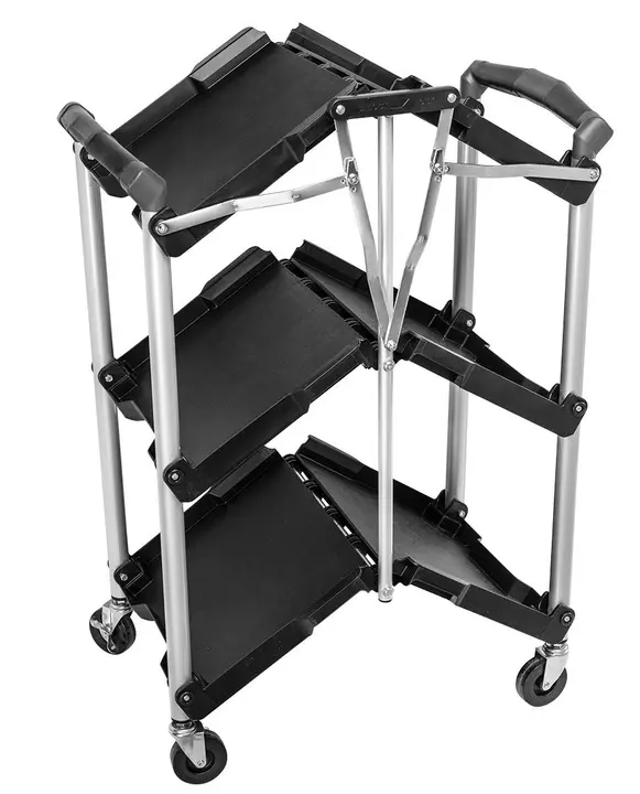 Katlanır servis trolisi 75 kg, alet organizerli