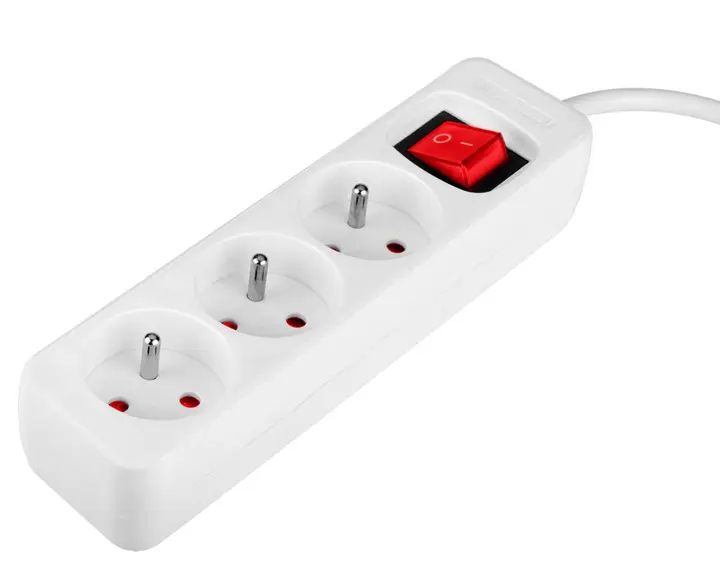 Şerit uzatma kablosu 3 m, 3 x 1,5 mm2, 3G, beyaz, ON/OFF
