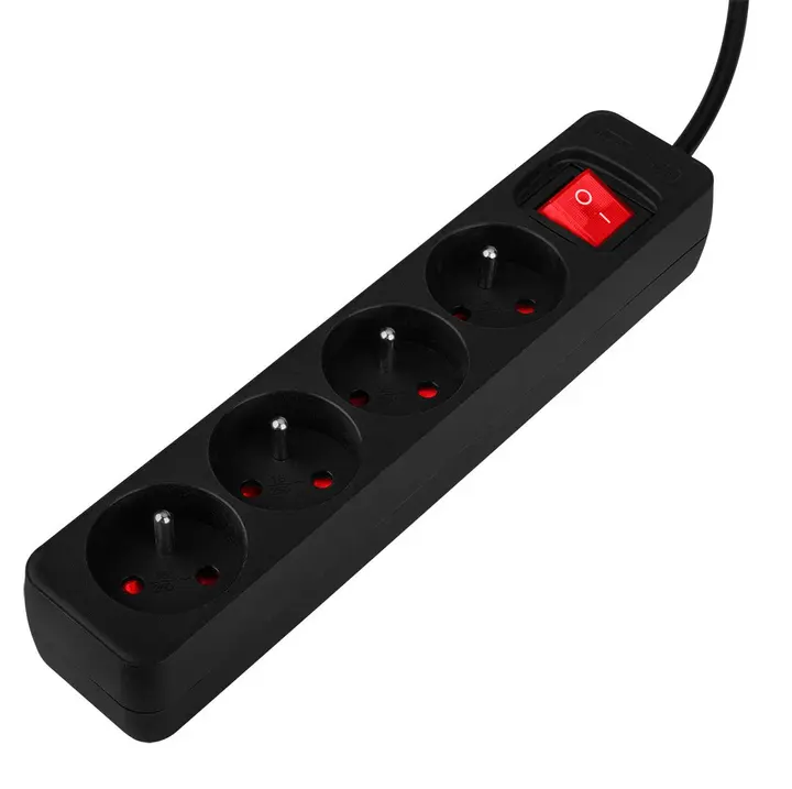 Şerit uzatma kablosu 3 m, 3 x 1,5 mm2, 4G, siyah, ON/OFF