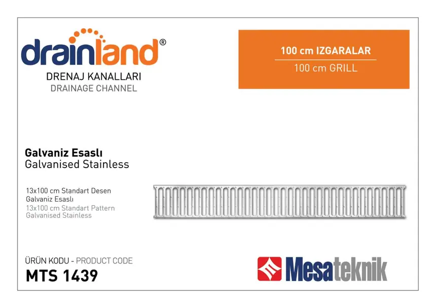 13 cm Genişlik 100 cm Uzunluk Paslanmaz ve Galvaniz Izgaralar