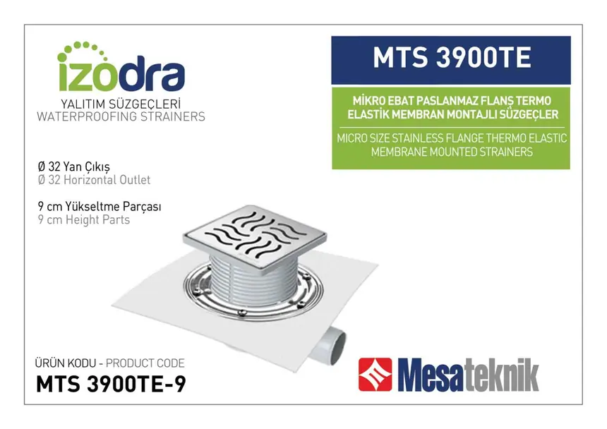 MTS 3900TE Termo Elastik Örtü Paslanmaz Flanş Montajlı Süzgec Sistemleri Mikro Ebat