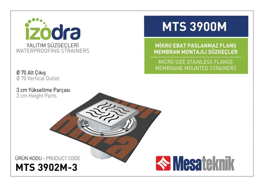 MTS 3900M Paslanmaz Flanş Membran Montajlı Süzgec Sistemleri Mikro Ebat