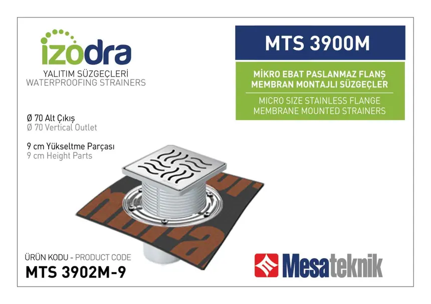 MTS 3900M Paslanmaz Flanş Membran Montajlı Süzgec Sistemleri Mikro Ebat