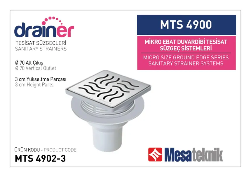 MTS 4900 Mikro Ebat Duvardibi Tesisat Süzgeç Sistemleri