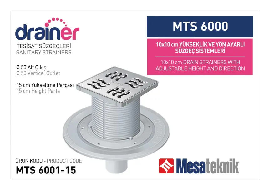 MTS 6000 10 cm Yükseklik ve Yön Ayarlı Tesisat Sistemleri
